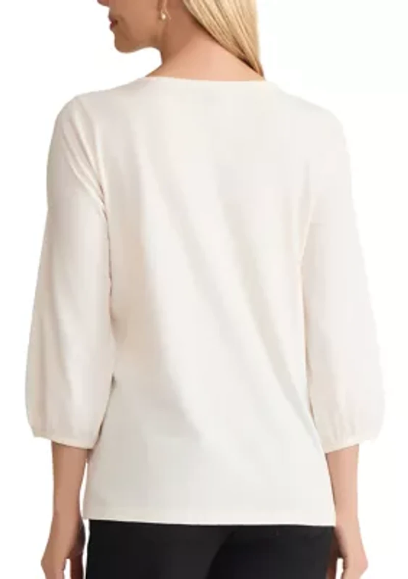 Women's Three-Quarter Sleeve Embellished Top