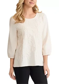 Women's Three-Quarter Sleeve Embellished Top