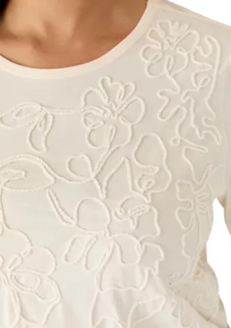 Plus 3/4 Sleeve Embellished Top