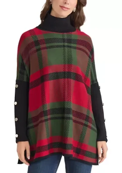 Women's Long Sleeve Turtleneck Poncho
