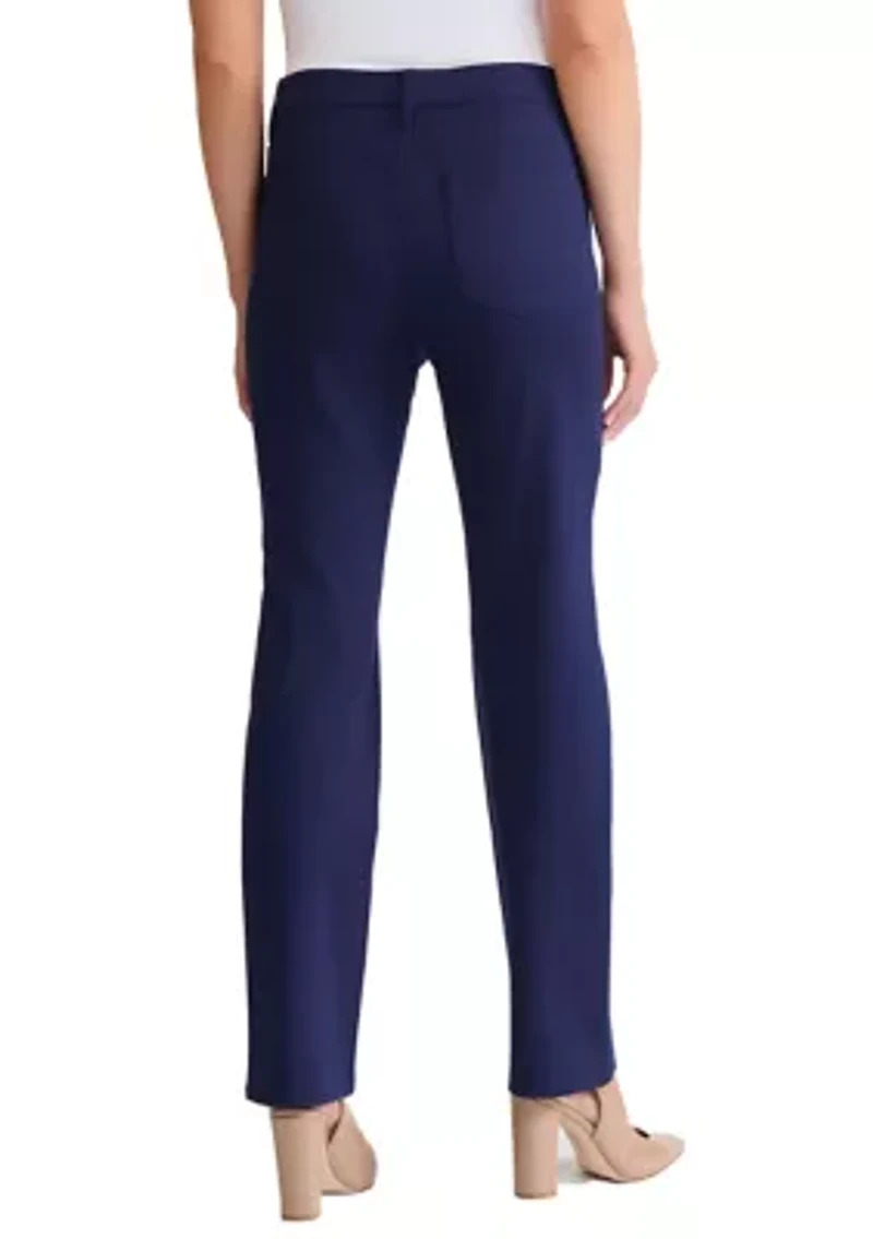 Petite Fly Front Lexington Straight Pants
