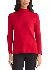 Women's Funnel Neck Long Sleeve Wide Rib Top