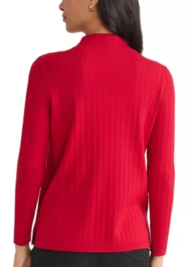 Women's Funnel Neck Long Sleeve Wide Rib Top