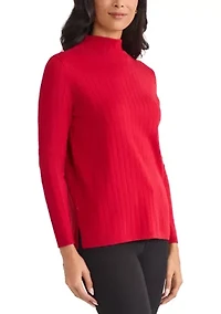 Women's Funnel Neck Long Sleeve Wide Rib Top