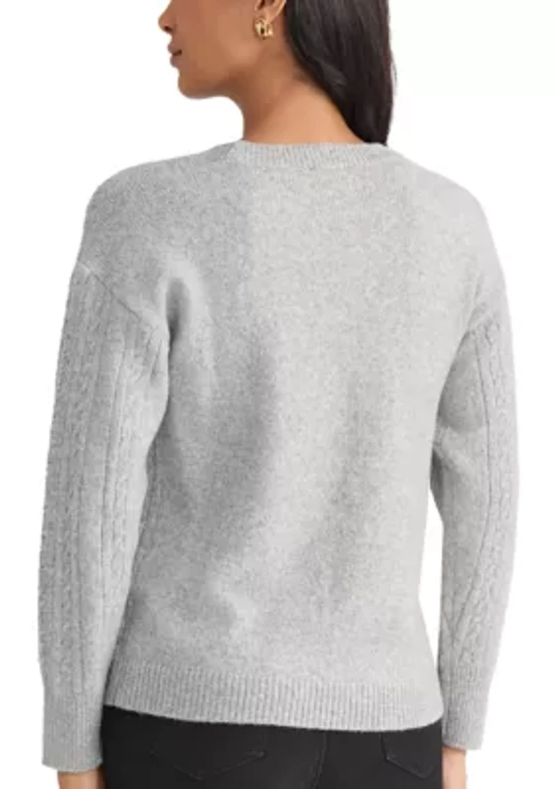 Petite Mix Stitch Crew Neck Sweater
