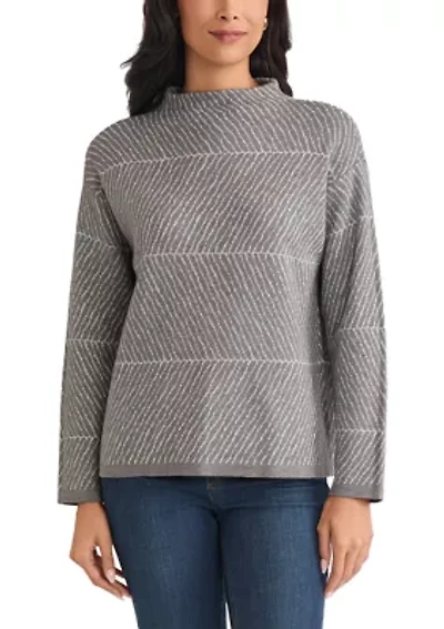 Jaquard Long Sleeve Crew Neck Sweater