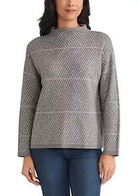 Jaquard Long Sleeve Crew Neck Sweater