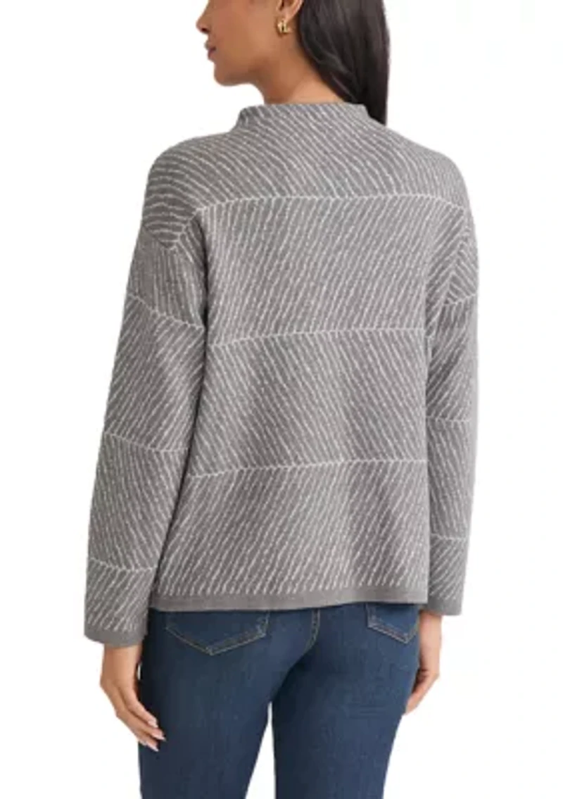 Jaquard Long Sleeve Crew Neck Sweater