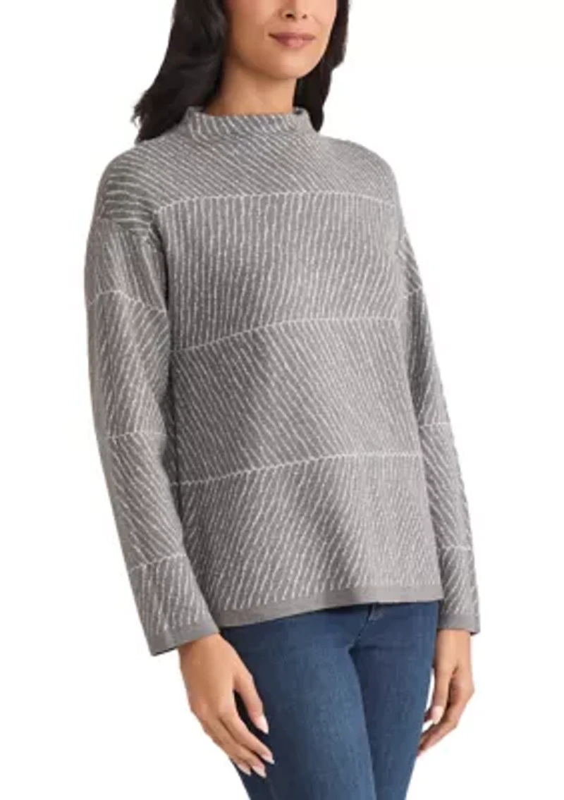 Jaquard Long Sleeve Crew Neck Sweater