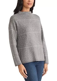 Jaquard Long Sleeve Crew Neck Sweater