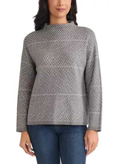 Petite Jaquard Long Sleeve Crew Neck Sweater