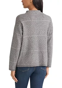 Petite Jaquard Long Sleeve Crew Neck Sweater