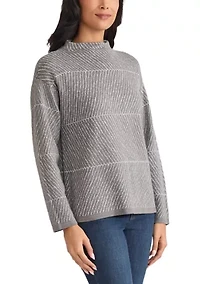 Petite Jaquard Long Sleeve Crew Neck Sweater