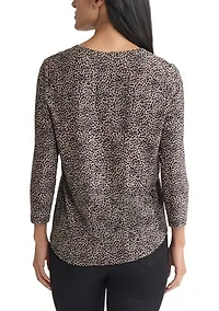 Women's Three-Quarter Sleeve Leopard Print Top