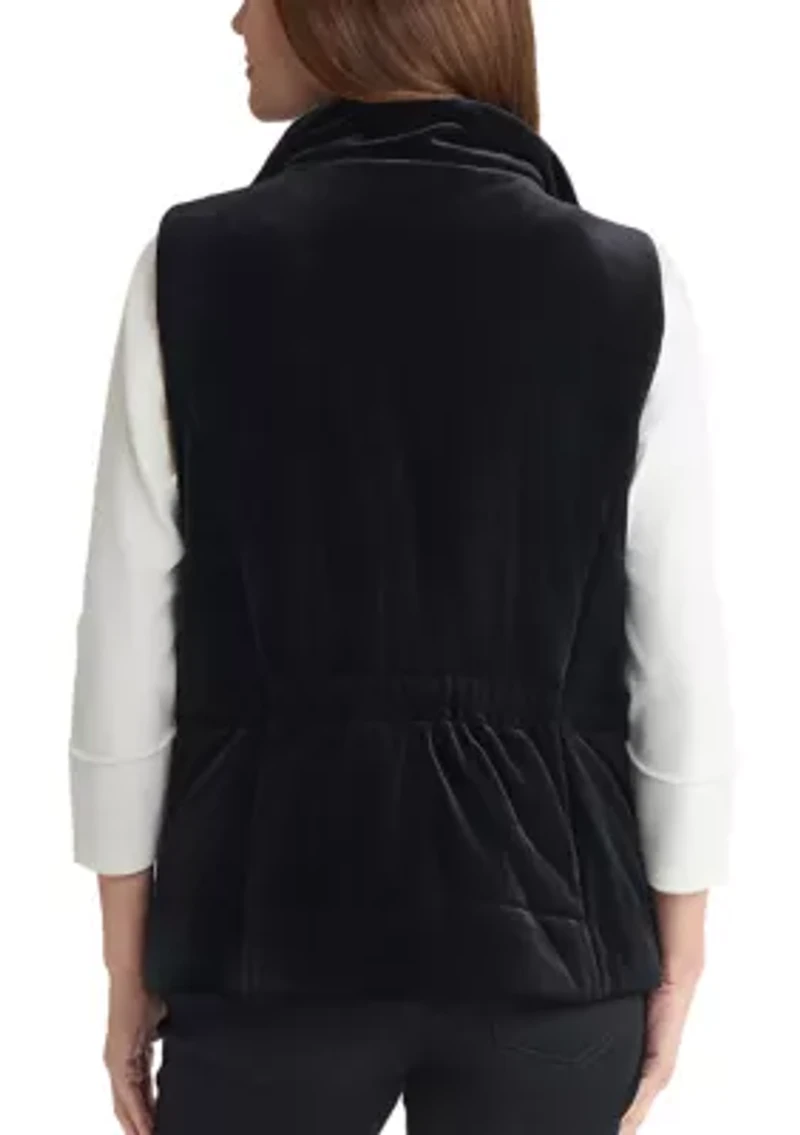 Women's Zip Front Velvet Quilted Vest