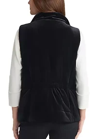 Women's Zip Front Velvet Quilted Vest