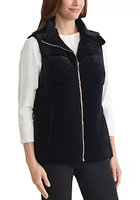 Women's Zip Front Velvet Quilted Vest