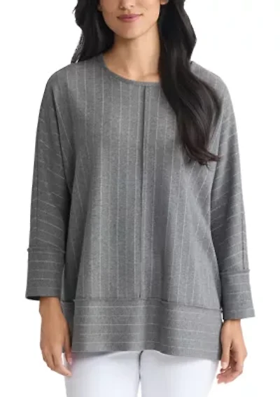 Women's 3/4 Dolman Sleeve Heather Pinstripe Top