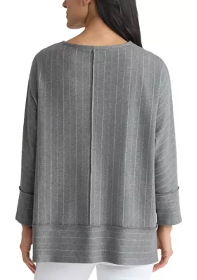 Women's 3/4 Dolman Sleeve Heather Pinstripe Top