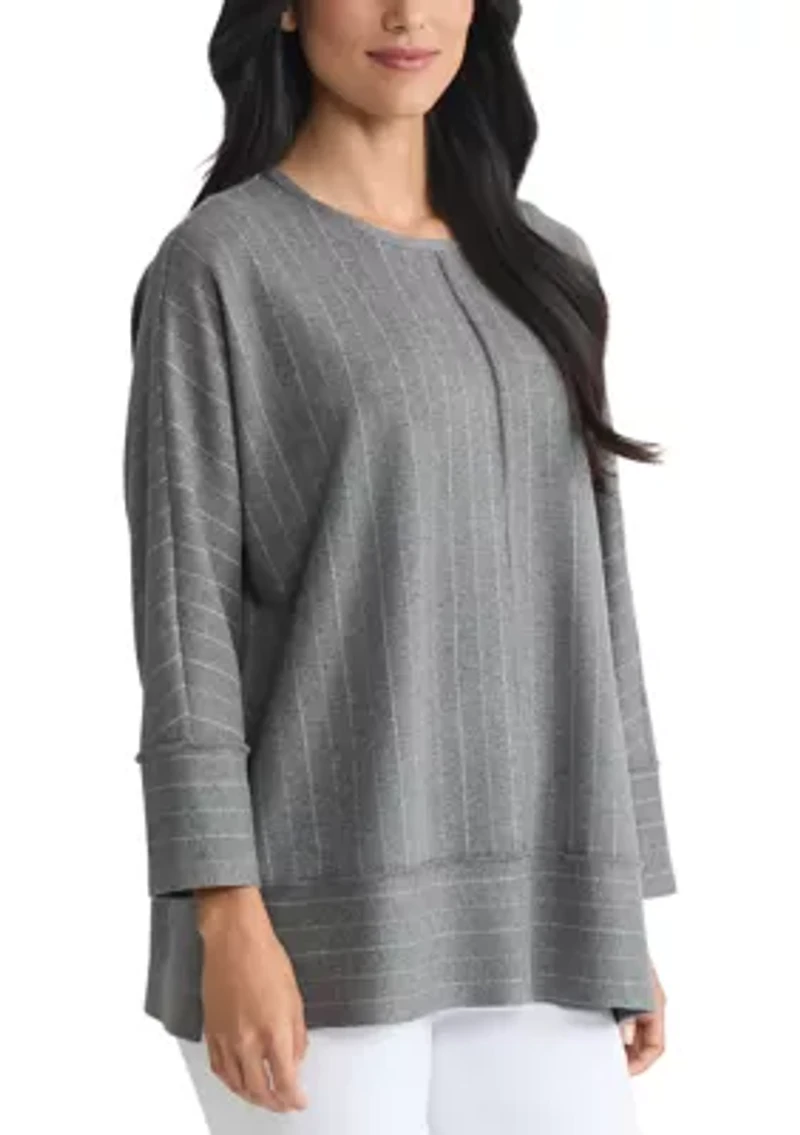 Women's 3/4 Dolman Sleeve Heather Pinstripe Top