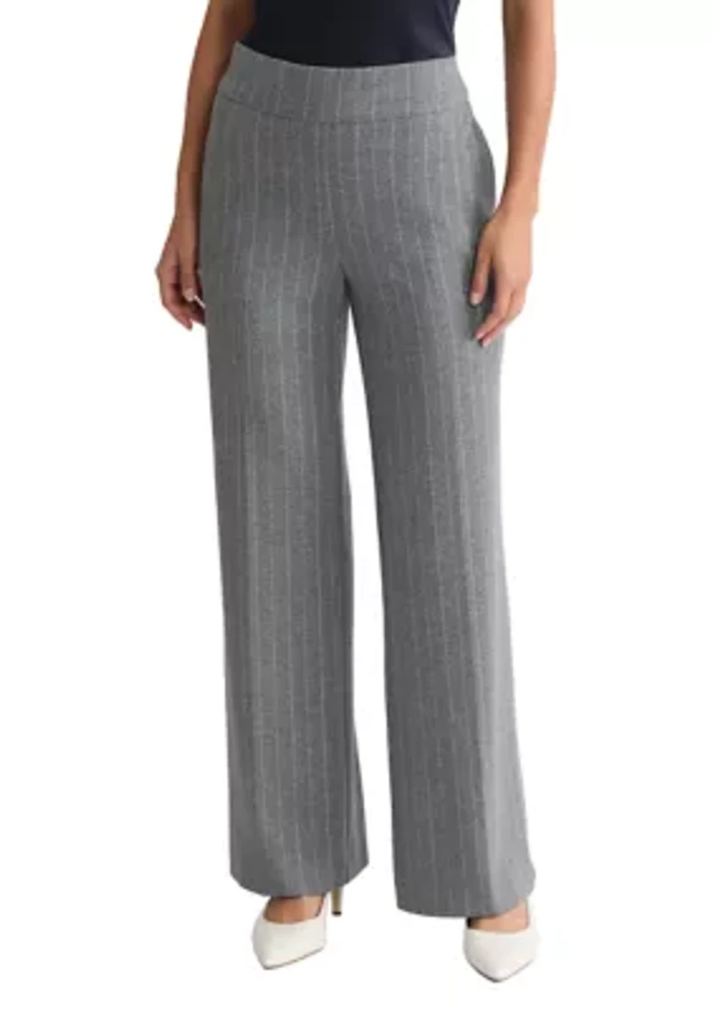 Petite Pull-On Wide-Leg Pants – Pinstripe