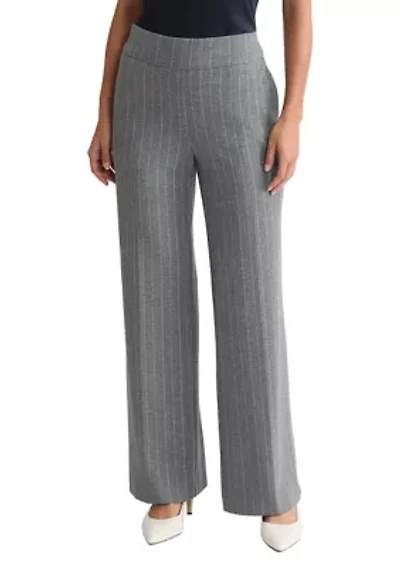 Petite Pull-On Wide-Leg Pants – Pinstripe