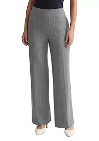 Petite Pull-On Wide-Leg Pants – Pinstripe