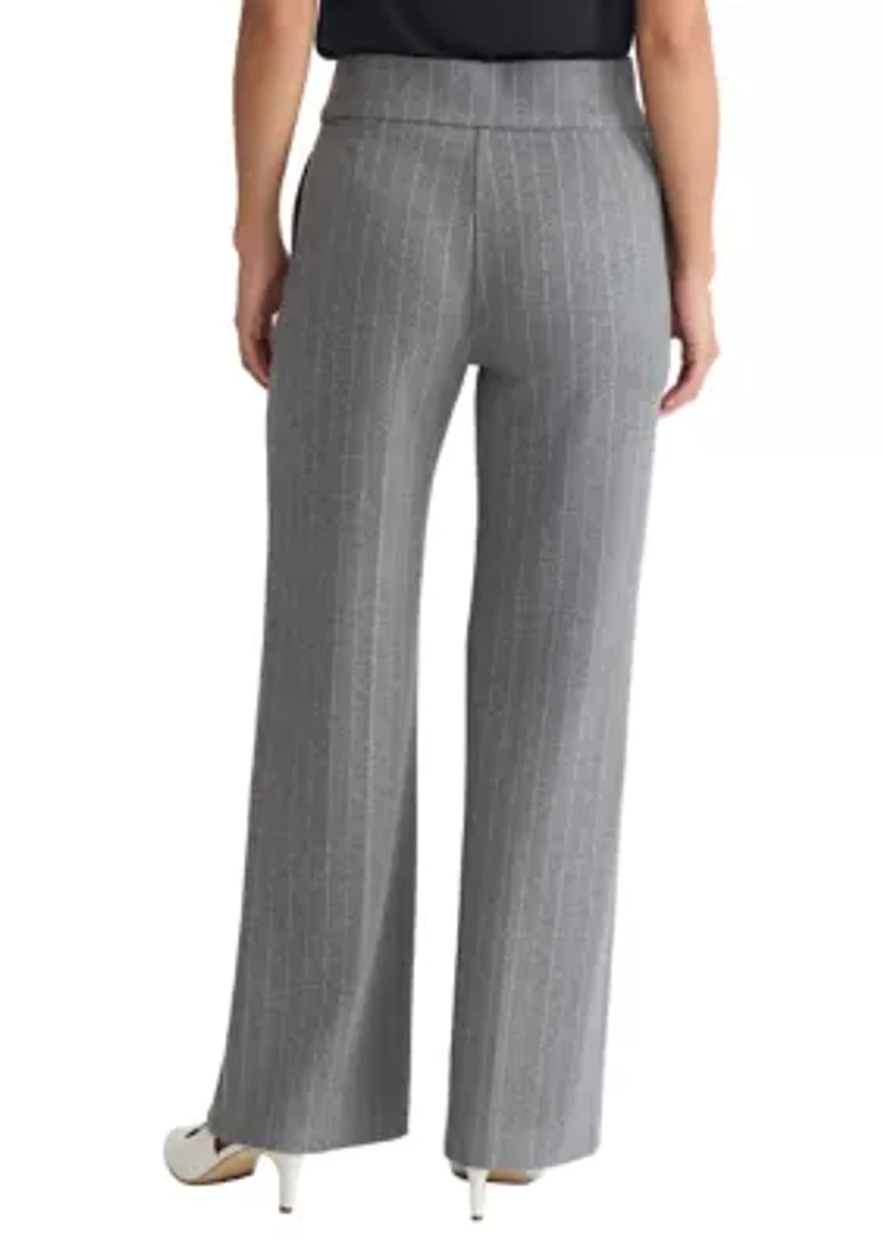 Petite Pull-On Wide-Leg Pants – Pinstripe