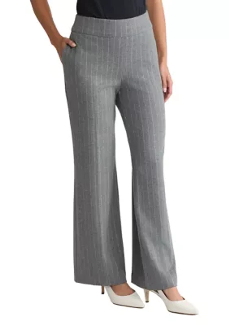 Petite Pull-On Wide-Leg Pants – Pinstripe
