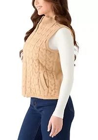 Petite Cable Zip Up Puffer Vest