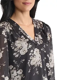 Women's 3/4 Sleeve Pleat Front Blouse