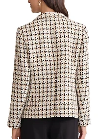 Women's Faux Tweed Double Breasted Houndstooth Jacket