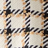 Petite Faux Double Breasted Tweed Houndstooth Jacket