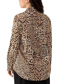 Plus 1/2 Placket Long Sleeve Popover Top