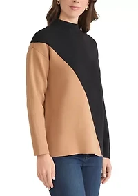 Women's Color Block Mock Neck Sweater