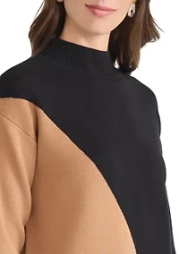 Women's Color Block Mock Neck Sweater