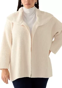 Plus Wide Collar Cardigan
