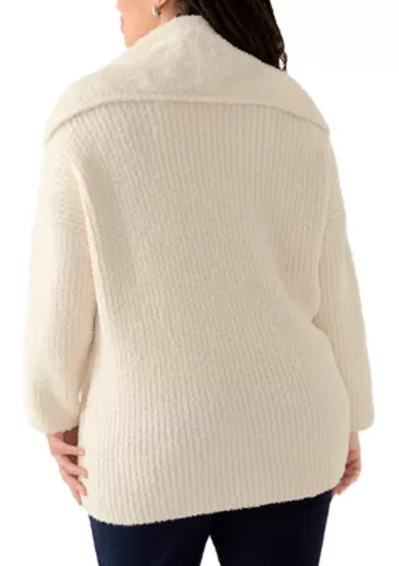 Plus Wide Collar Cardigan