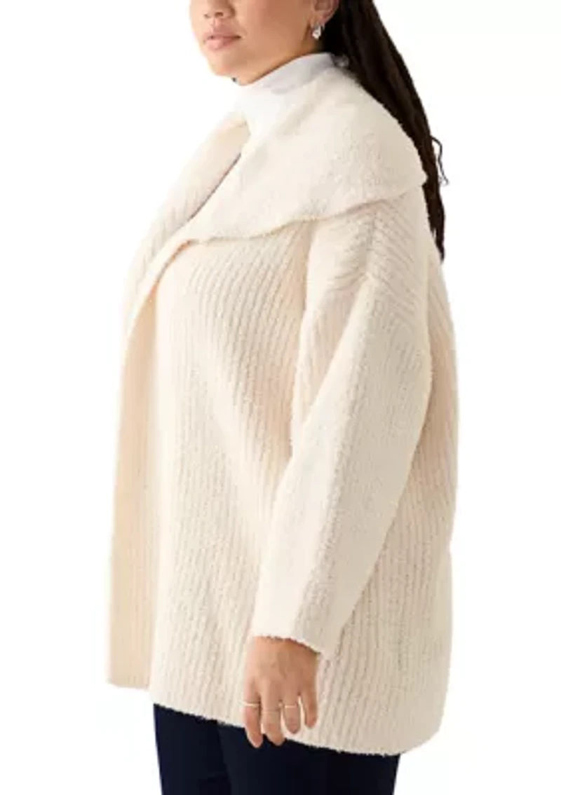 Plus Wide Collar Cardigan