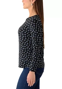 Petite Long Sleeve Keyhole Top