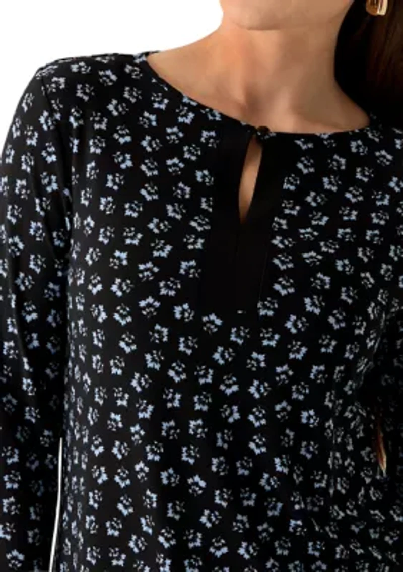 Petite Long Sleeve Keyhole Top