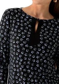 Petite Long Sleeve Keyhole Top