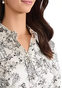 Women's Long Sleeve Button Front Satin Shirt