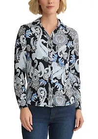 Women's Long Sleeve Button Up Top
