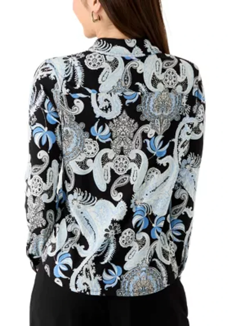 Petite Long Sleeve Cuff Button Up Top