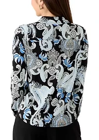 Petite Long Sleeve Cuff Button Up Top