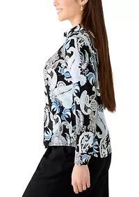 Petite Long Sleeve Cuff Button Up Top