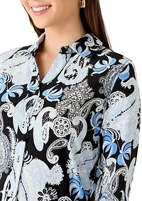 Petite Long Sleeve Cuff Button Up Top