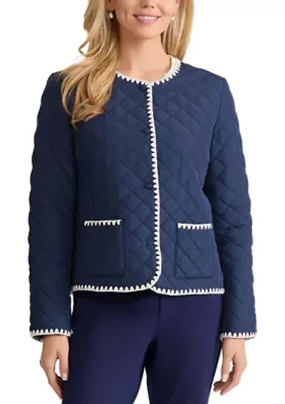 Women's Quilted Jacket with Decorative Stitch