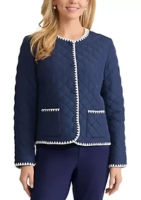 Women's Quilted Jacket with Decorative Stitch